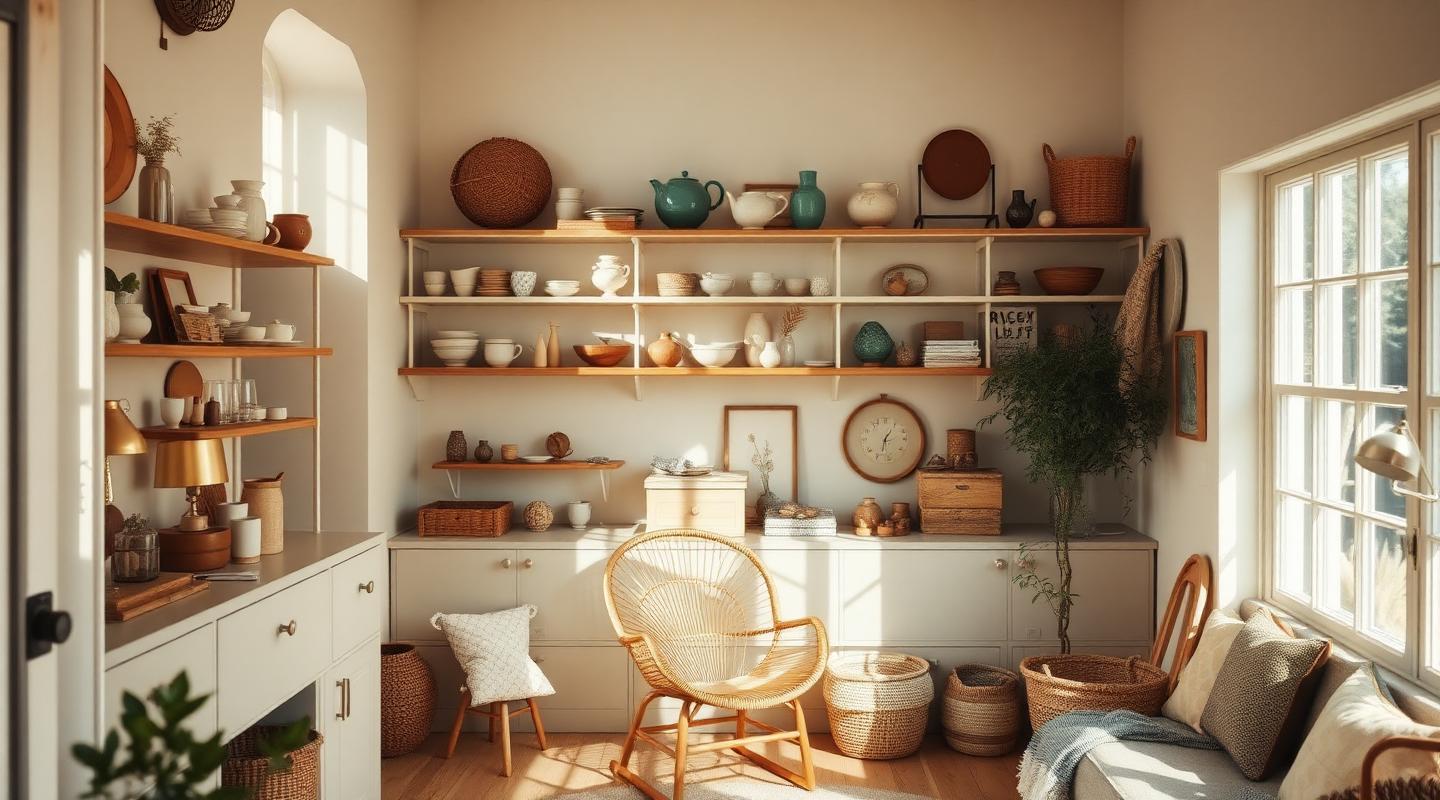 Curated vintage studio with secondhand finds
